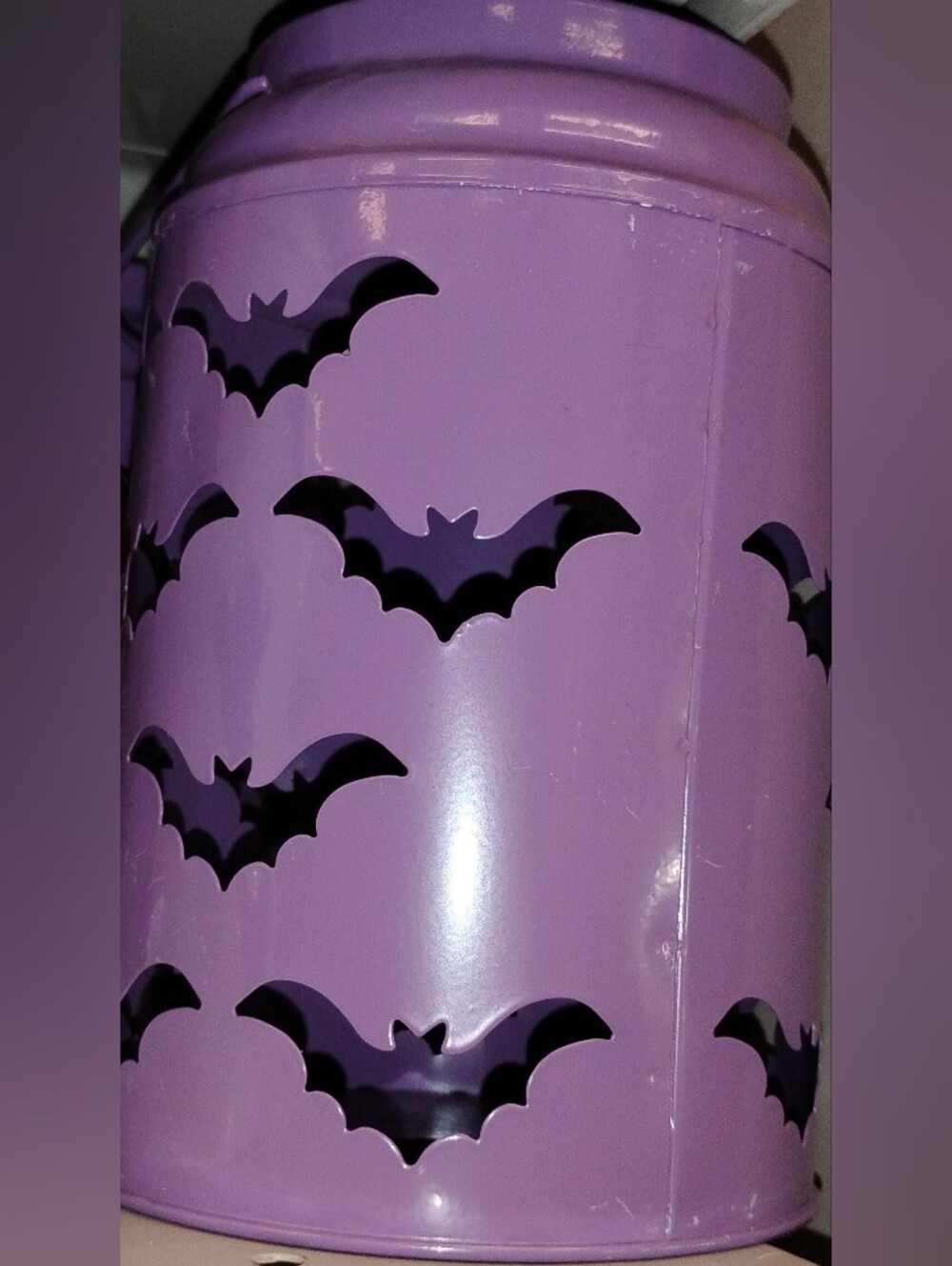 Purple Bat Cut-outs Metal Lantern